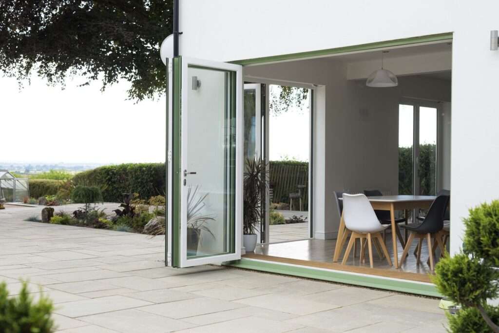 Dual color aluminum doors installed in a modern villa