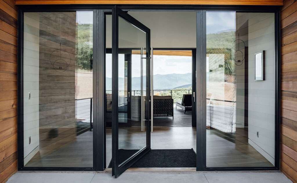 Luxury aluminium pivot door with modern design