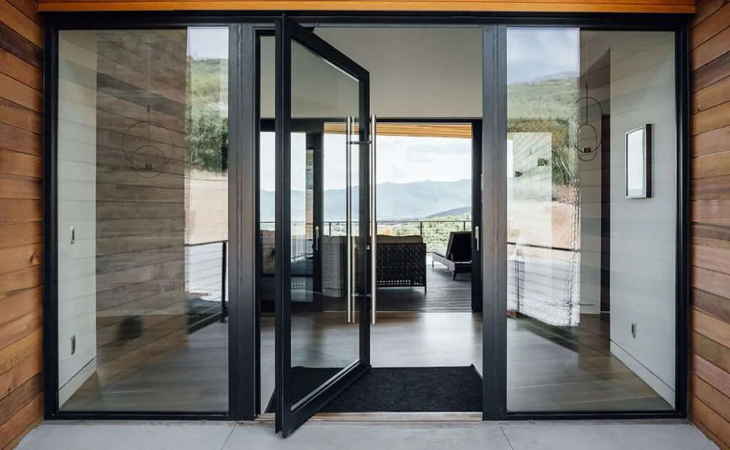 Luxury aluminium pivot door with modern design