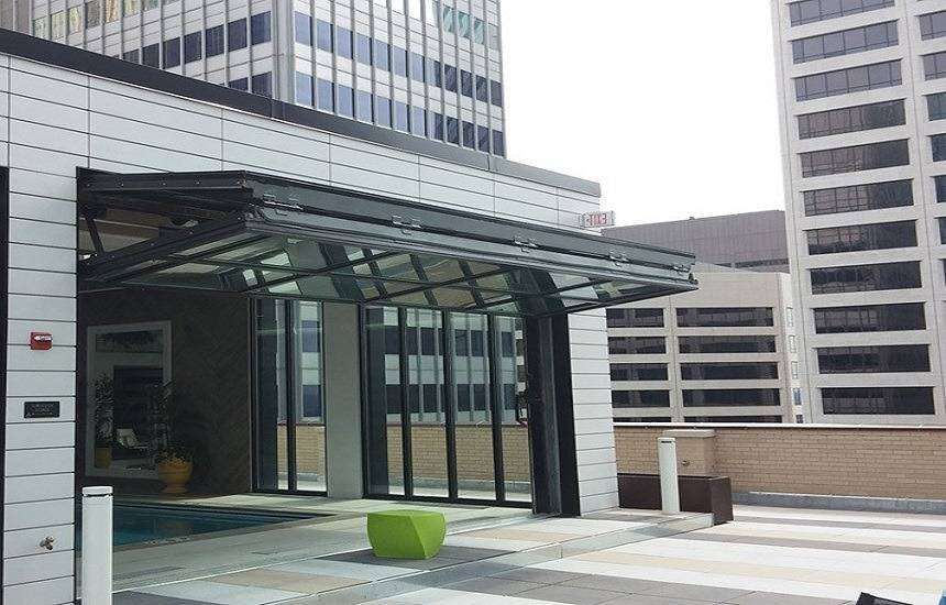 Vertical Bi-Fold Doors feature an innovative design that folds upwards, 