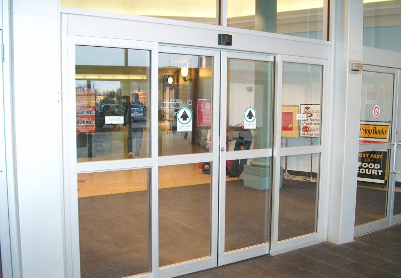 Automatic revolving glass door at a luxury hotel in Dubai