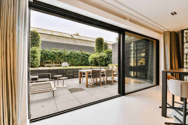 Aluminium folding doors with a contemporary and space-saving design.