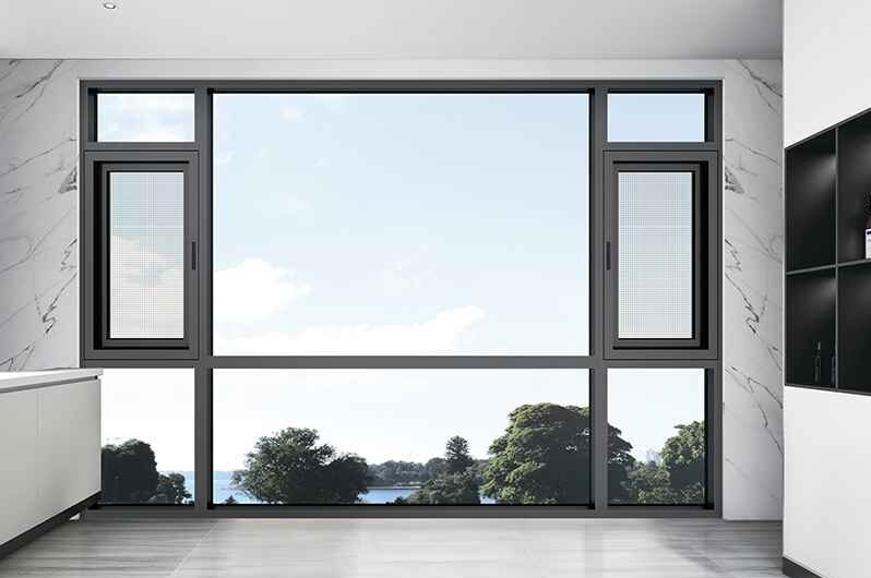 Aluminium glass door with large panels creating an open and modern look