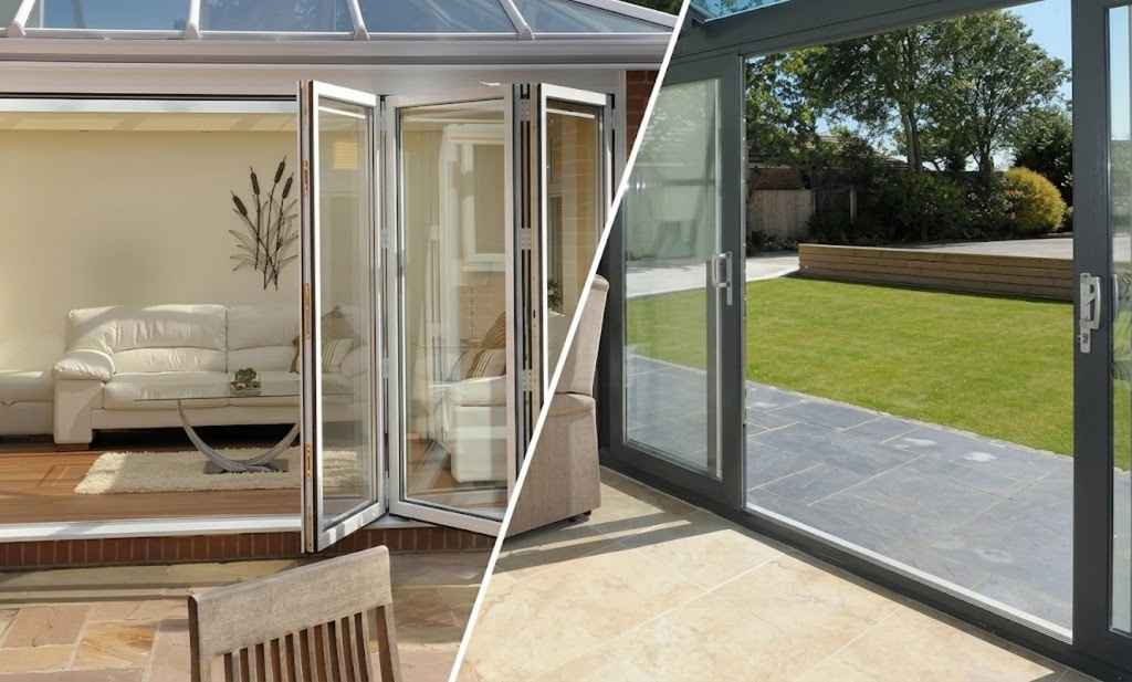 Bifold vs sliding doors space requirements comparison diagram