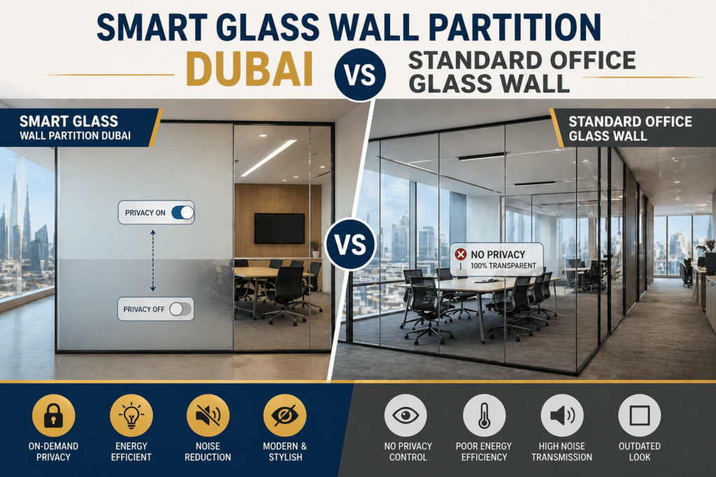 Smart Glass Wall Partition Dubai: Smart vs Standard Guide