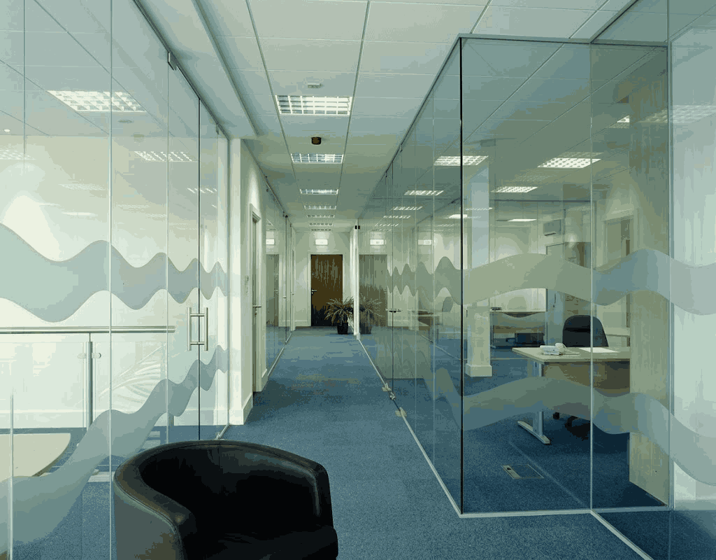 Frameless office glass partition system in Dubai corporate office