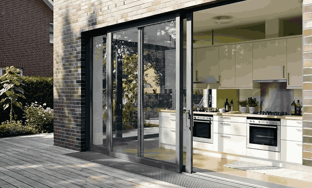 Premium aluminium door frame with powder coating for Dubai climate heat resistance