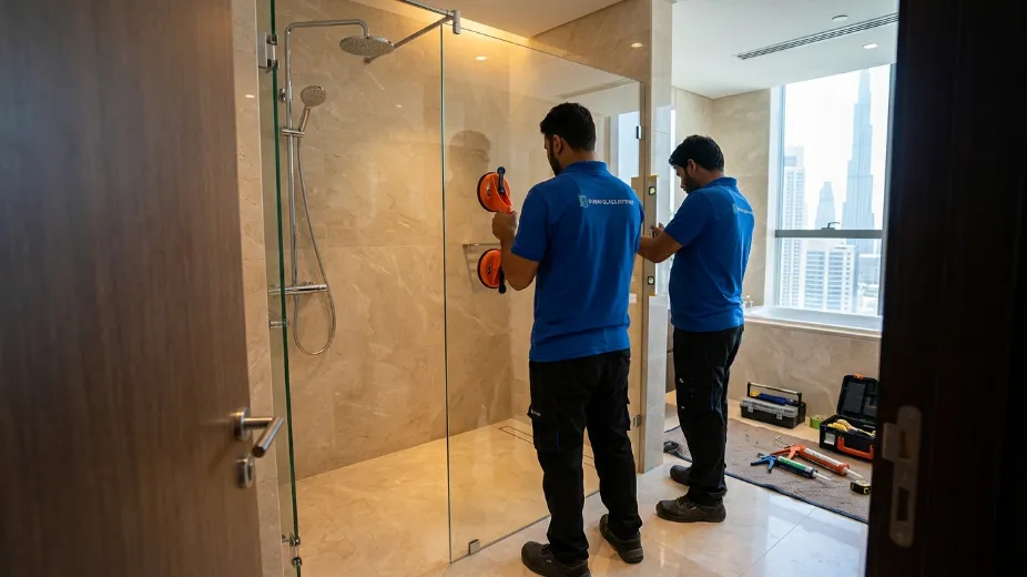 Shower glass installation steps Dubai professional fitting process