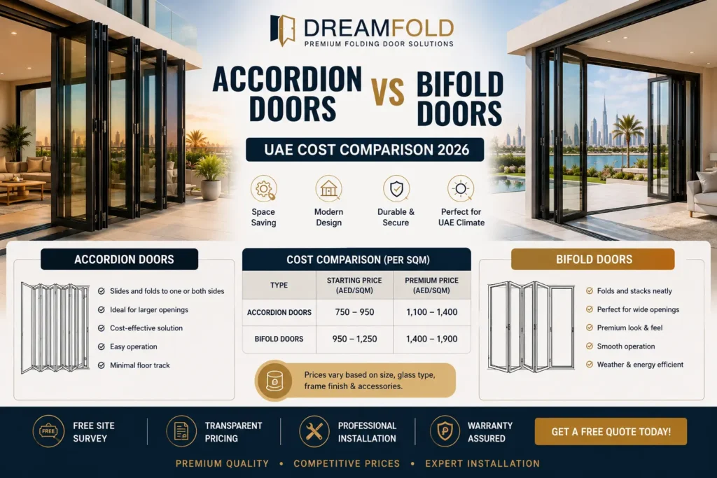 Accordion Doors vs Bifold Doors: UAE Cost Comparison 2026