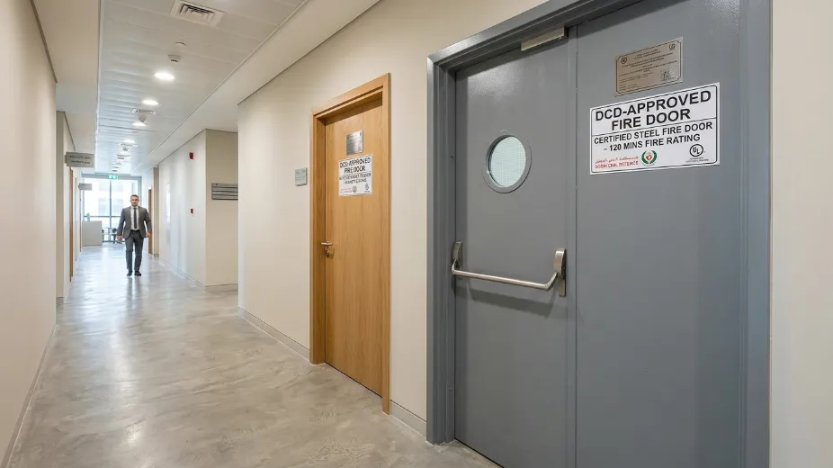Fire rated doors Dubai DCD-approved certified steel and wooden fire doors