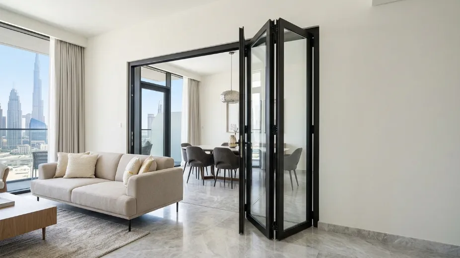 Internal bifold door benefits Dubai space-saving solutions