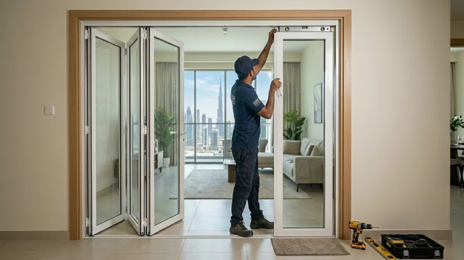 Internal bifold door installation Dubai professional fitting