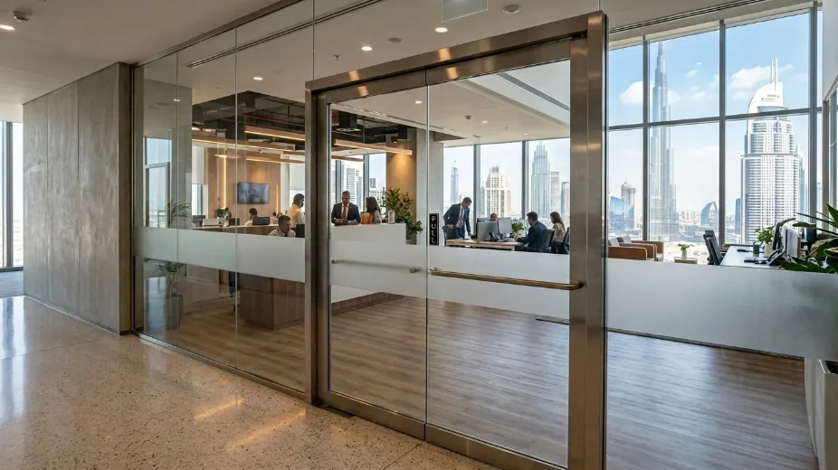Office door types comparison Dubai commercial installations