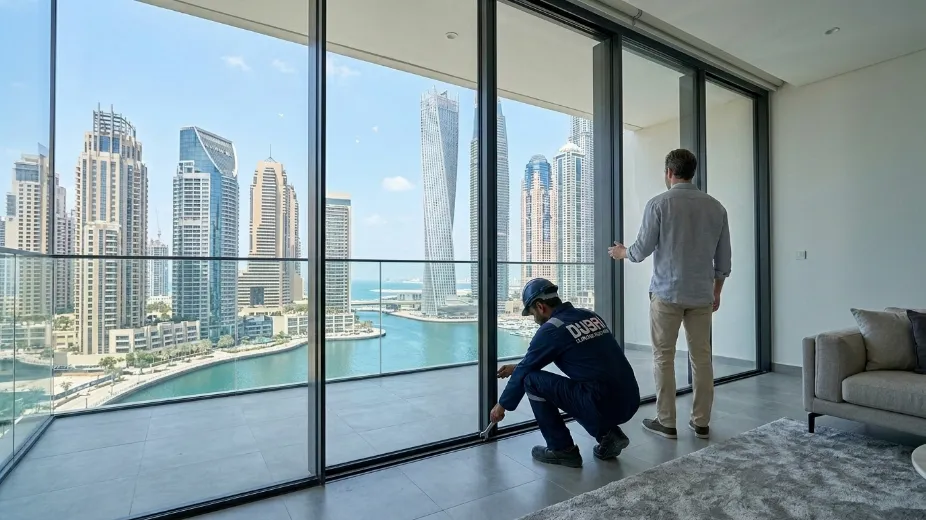 Ultra-slim sliding doors Dubai slimline aluminium glass installation