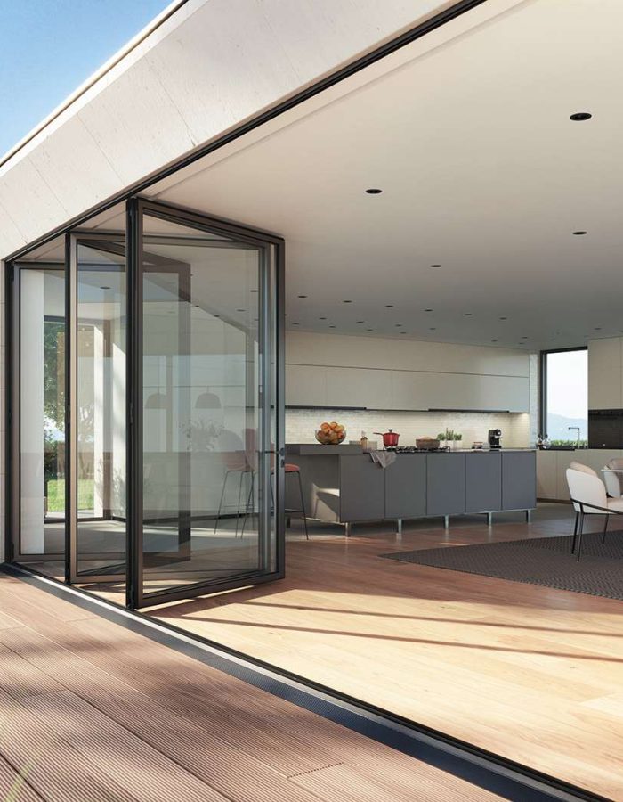 Enhance your space with ultra slim bi-fold doors, offering a modern, space-saving design and panoramic outdoor views.